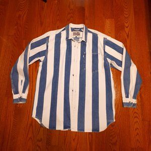 Levi’s SilverTab 1990s Twill Stripe Shirt Blue White Medium